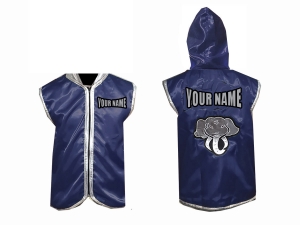 Custom Muay Thai Hoodies : Navy/Silver